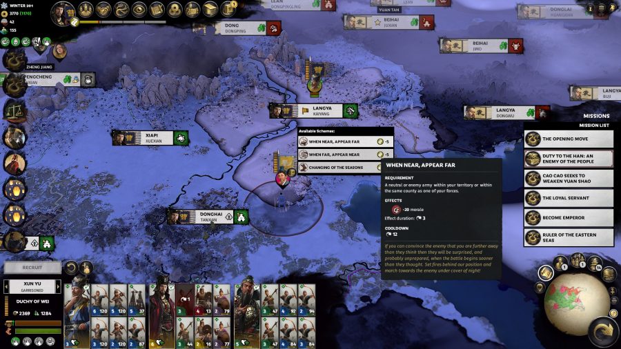 In Total War: Three Kingdoms' new Fates Divided DLC, the player surveys a nighttime map as Cao Cao.