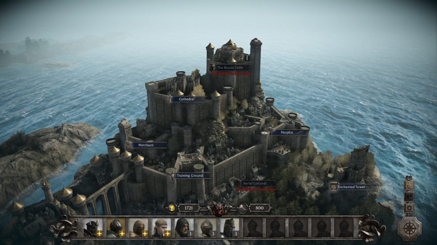a view of camelot in king arthur knights tale, the base you have to build up