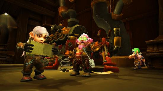 A few World of Warcraft characters carrying out maintenance