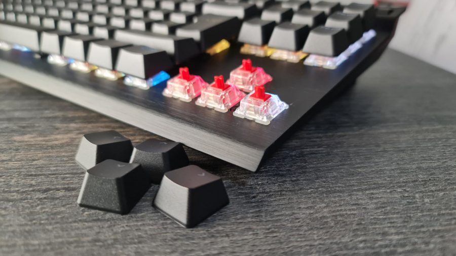 Corsair's K70 TKL gaming keyboard has a selection of Cherry MX Red, Silent, and Speed mechanical switches. Here are Reds