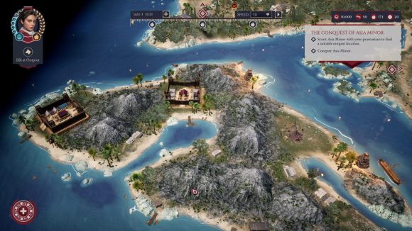 the campaign layer in expeditions rome, showing asia minor and some legion camps