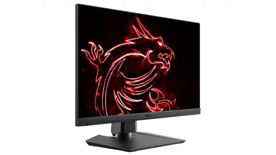 MSI's monitor displaying a red dragon on its screen