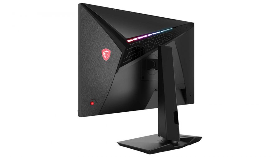 Rear view of MSI's monitor, showing off its RGB lighting