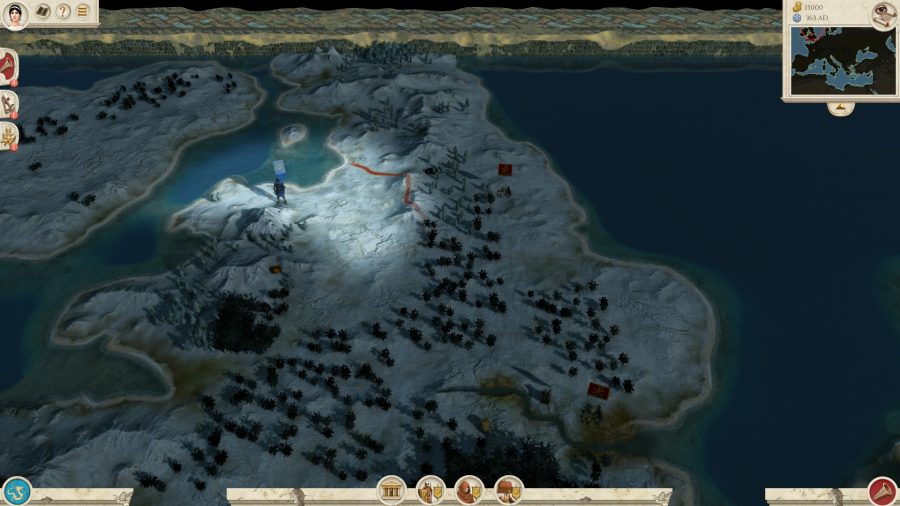 Total war rome remastered - the romano british start shows a lone army in the wild of Britannia, all alone