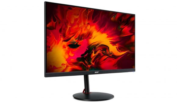Acer's black monitor with a colourful red image on display