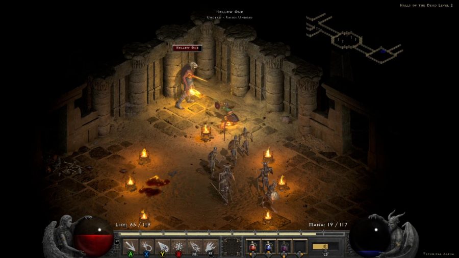 The hero of Diablo 2 Resurrected slaying a hollow demon
