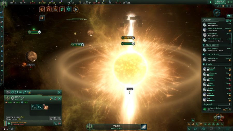 En stjerne som blir ødelagt i Stellaris: Nemesis