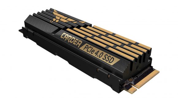 Teamgroup's SSD with its black and bronze finned heatsink
