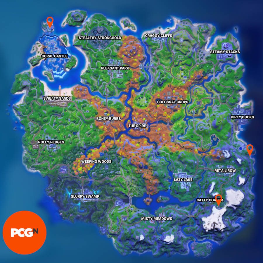All three locations for the ghost and shadow ruins in Fortnite.