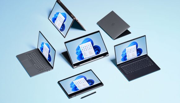 A bunch of laptops run Windows 11 in tandem