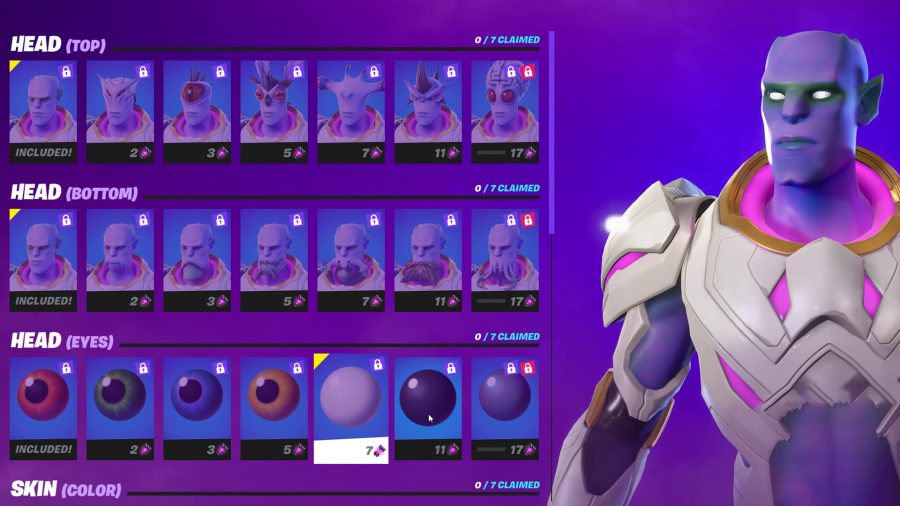 The white eyes colour style on the Kymera alien in Fortnite