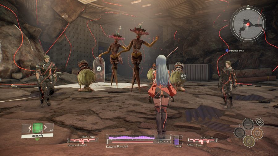 Fighting tall mannequin-like enemies in Scarlet Nexus