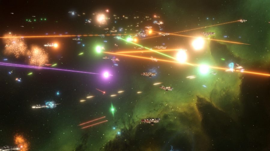 Spaceships clash in Stellaris mod amazing space battles