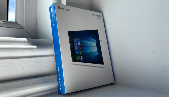 A battered Windows 10 physical box copy