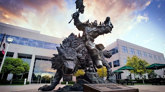 The orc statue outside of Blizzard's Irvine HQ