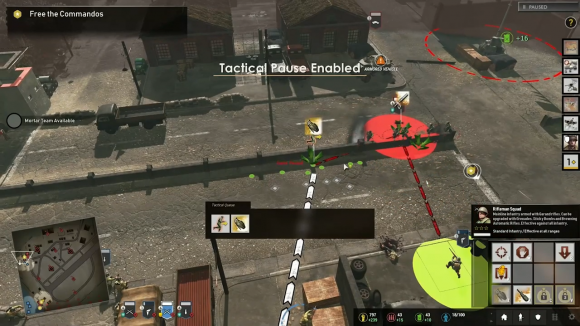 A shot from the Company of Heroes 3 RTS tutorial video, showing tactical pause in action