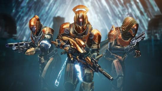 Destiny 2 Timelost weapons this week: Three guardians kitted out weapons and bronze armour.