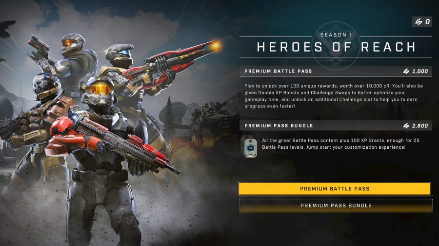 A detailed page containing information about the Halo Infinite Season 1 Battle Pass