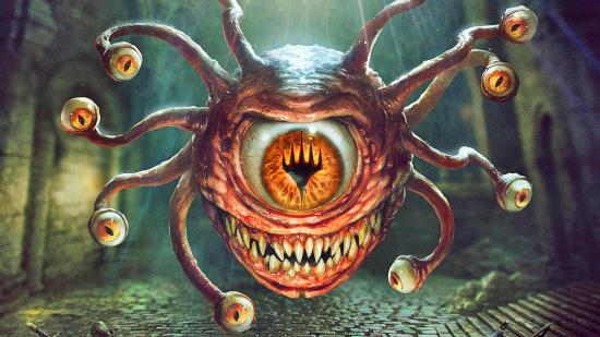 A beholder with a planeswalker symbol on its main eye.