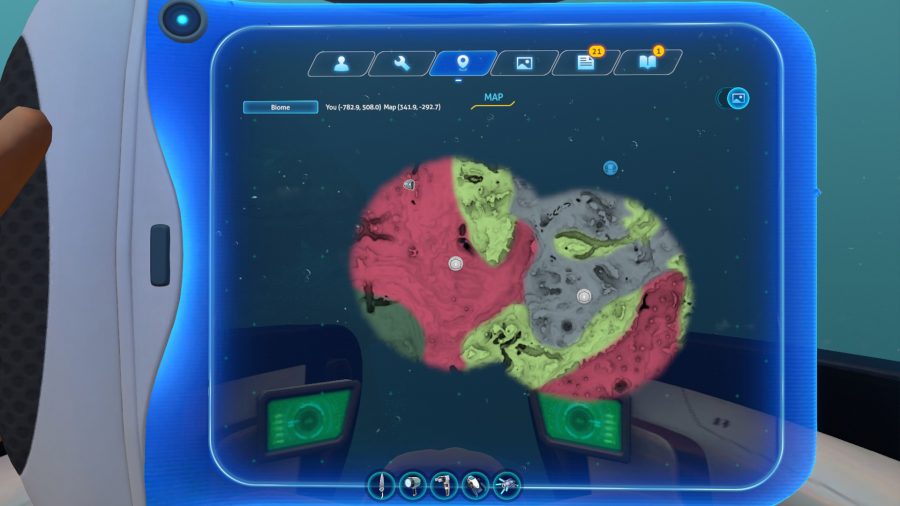 The map mod within the PDA in Subnautica best mods