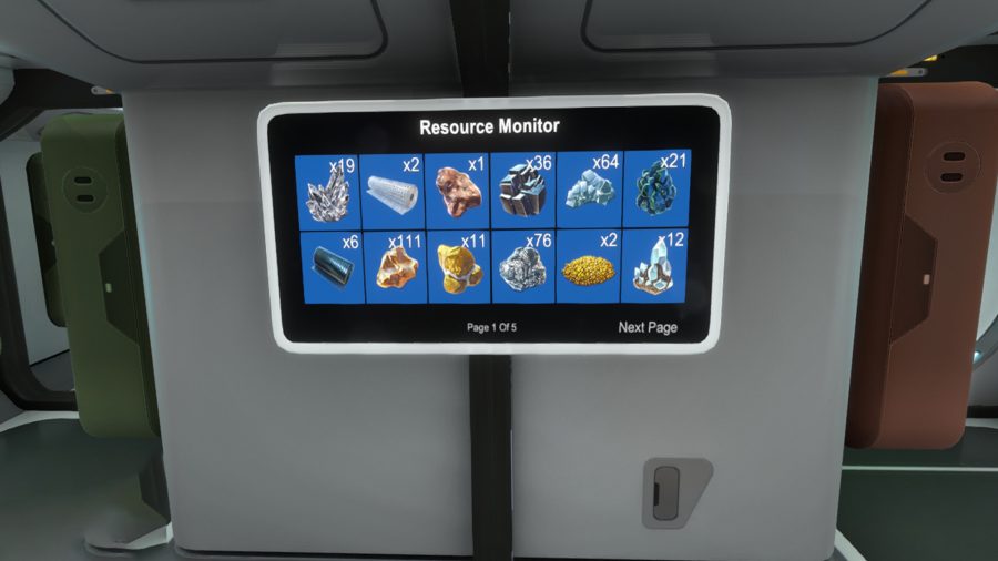 The resource monitor mod in Subnautica which shows off your inventory