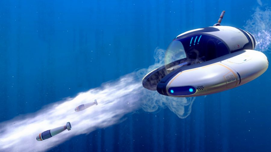 An upgraded Subnautica vehicle firing rockets using the best Subnautica best mods