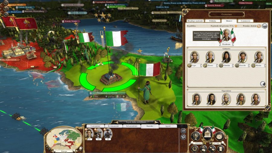 El mapa de campaña en Empire Total War, mirando a Italia