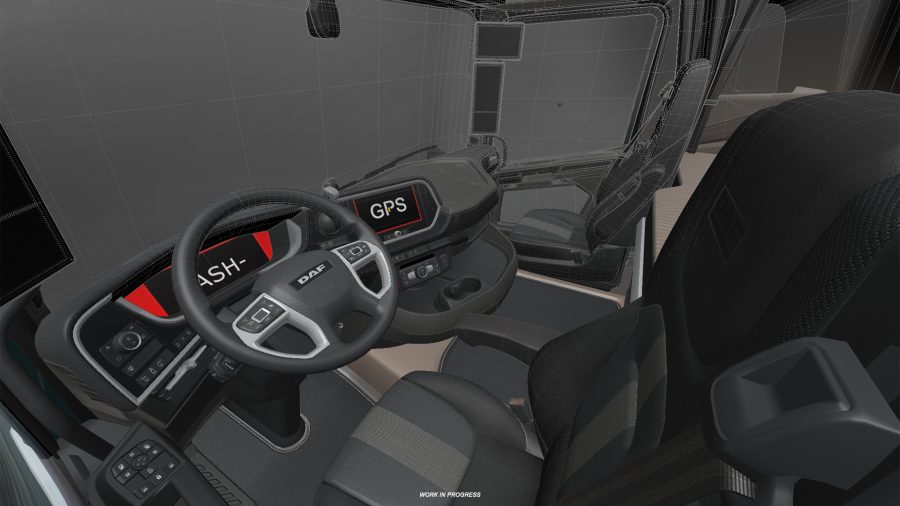 The interior of the DAF XF in Euro Truck Simulator 2