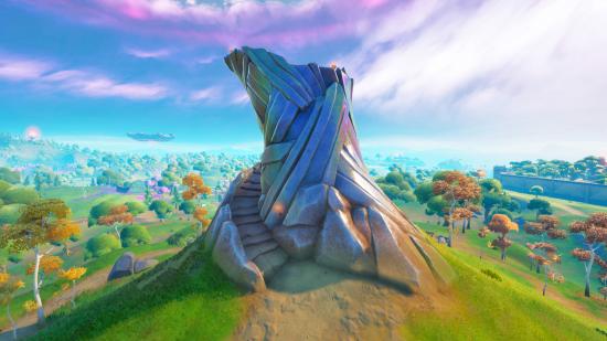 A Guardian Tower on top of a hill surrounded by grass in Fortnite Chapter 2 Season 7