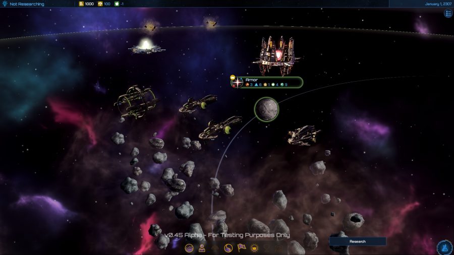Galactic Civilizations 4 the navigators start with two colony ships and a survey ship orbiting a poor planet