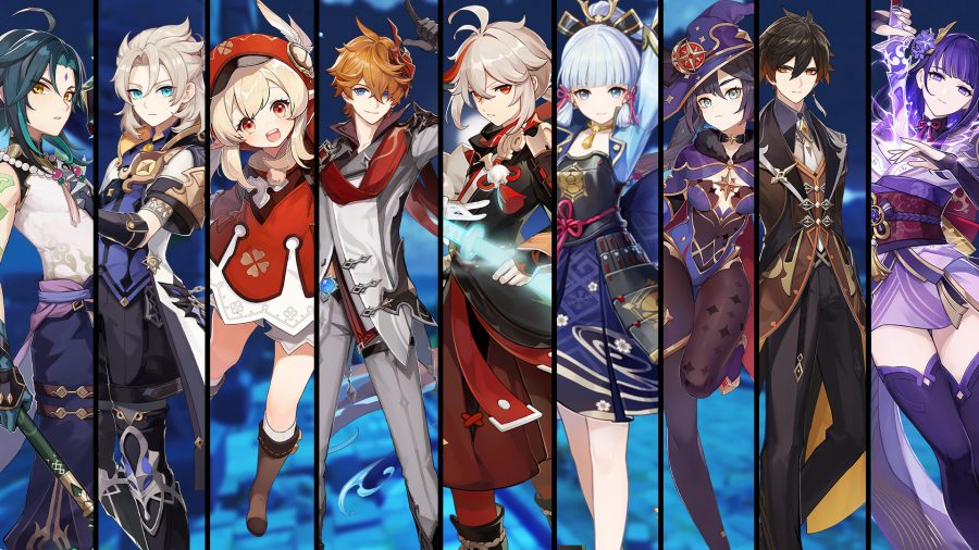Line-up of Genshin Impact S tier characters