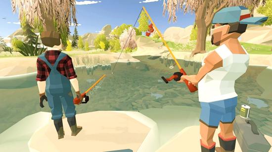 Two players go fishing in Harvest Days