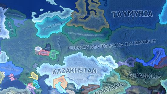 An image showing all of the new releasable nations for Russia in hearts of iron 4