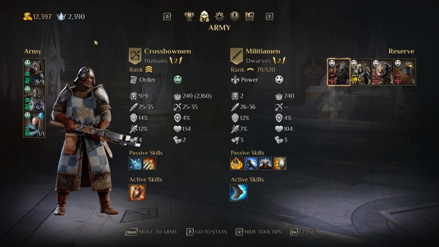 Character screen in King's Bounty 2