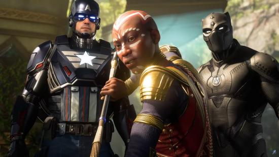 Captain America, Okoye, and Black Panther appear in the War for Wakanda expansion for Marvel's Avengers.
