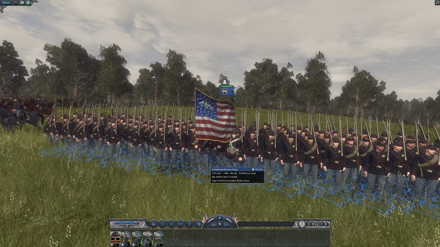 Een lijn van Union Infantry van Napoleon Total War Mod North en South ACW