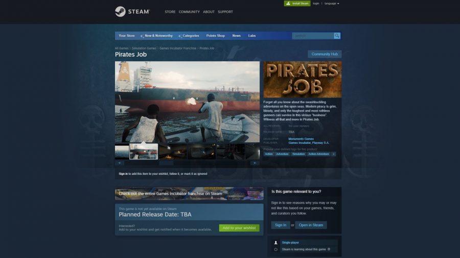A supposed gameplay image of Pirates Job from Steam