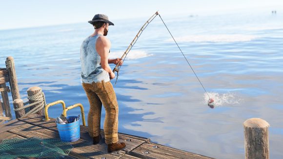 A Rust player uses the new fishing function