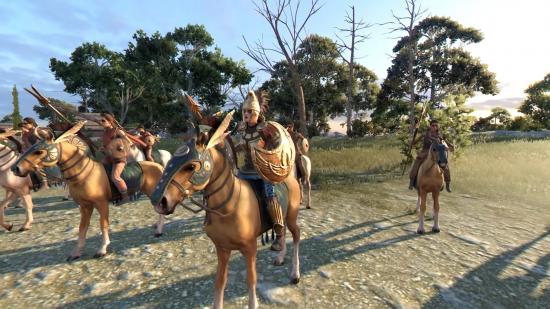 mounted female warriors with lances in total war troy