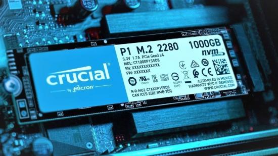 Crucial NVMe SSD installed into motherboard