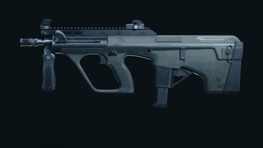 The stock version of the AUG SMG in Call of Duty Warzone's preview menu