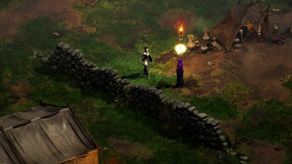 The Assassin in Diablo 2 Resurrected standing next to Akara to respec