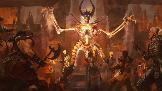 One of Diablo 2: Resurrected's enemies fighting a wave of players