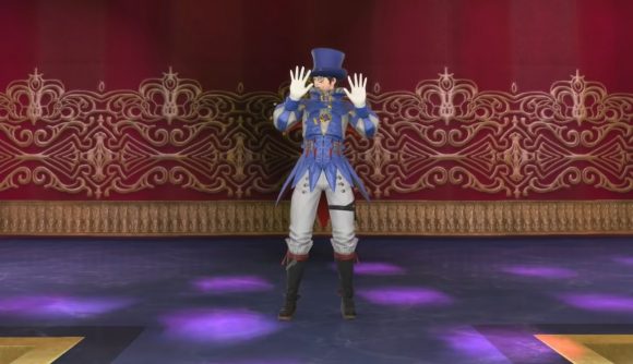 A Final Fantasy XIV character makes use of the new pantomime emote