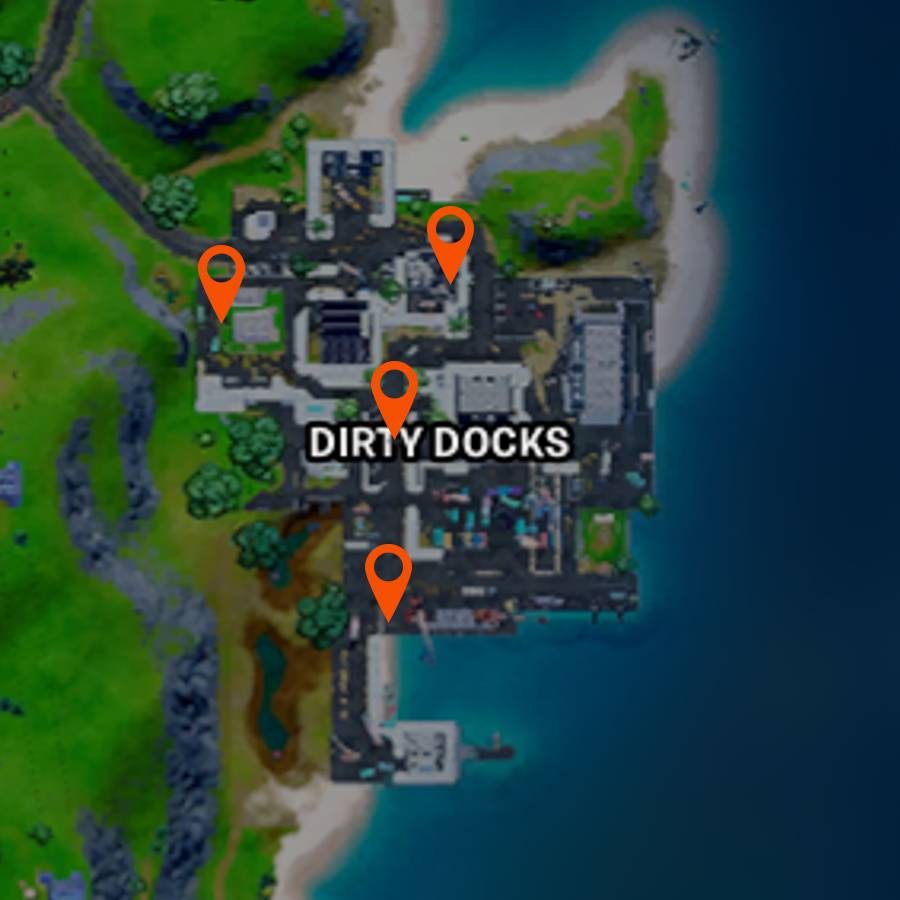 A map of warning signs in Dirty Docks