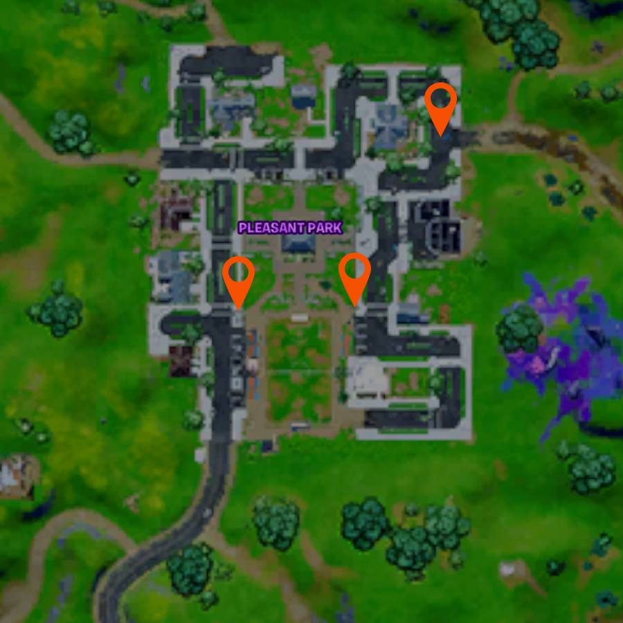 A map of warning signs in Pleasant Park