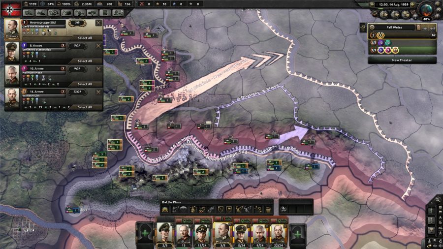 German forces with a battle plan on the polish border in Hearts of Iron 4
