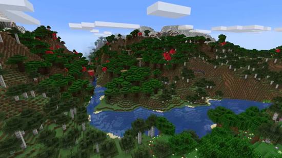 Mountains and rivers built with Minecraft's new terrain generation features