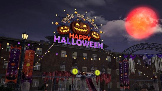PUBG's Erangel map with Halloween-themed items and decorations