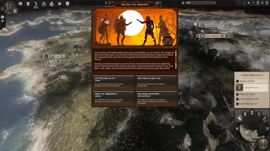 An expeditions event with multiple choices in Total War Troy